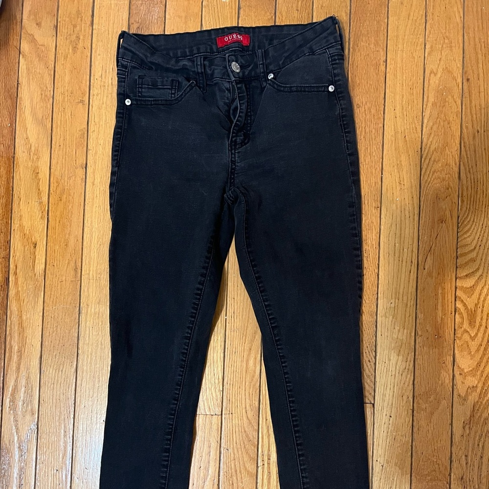 Guess skin tight skinny jeans black dark washed